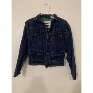 Women's East West Panda Group Vintage Dark Denim Jean Jacket in Cotton small‎